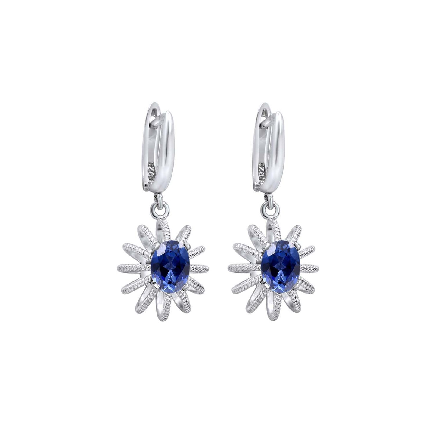 Baroque Blue Sapphire Earrings | Elegant Jewelry 