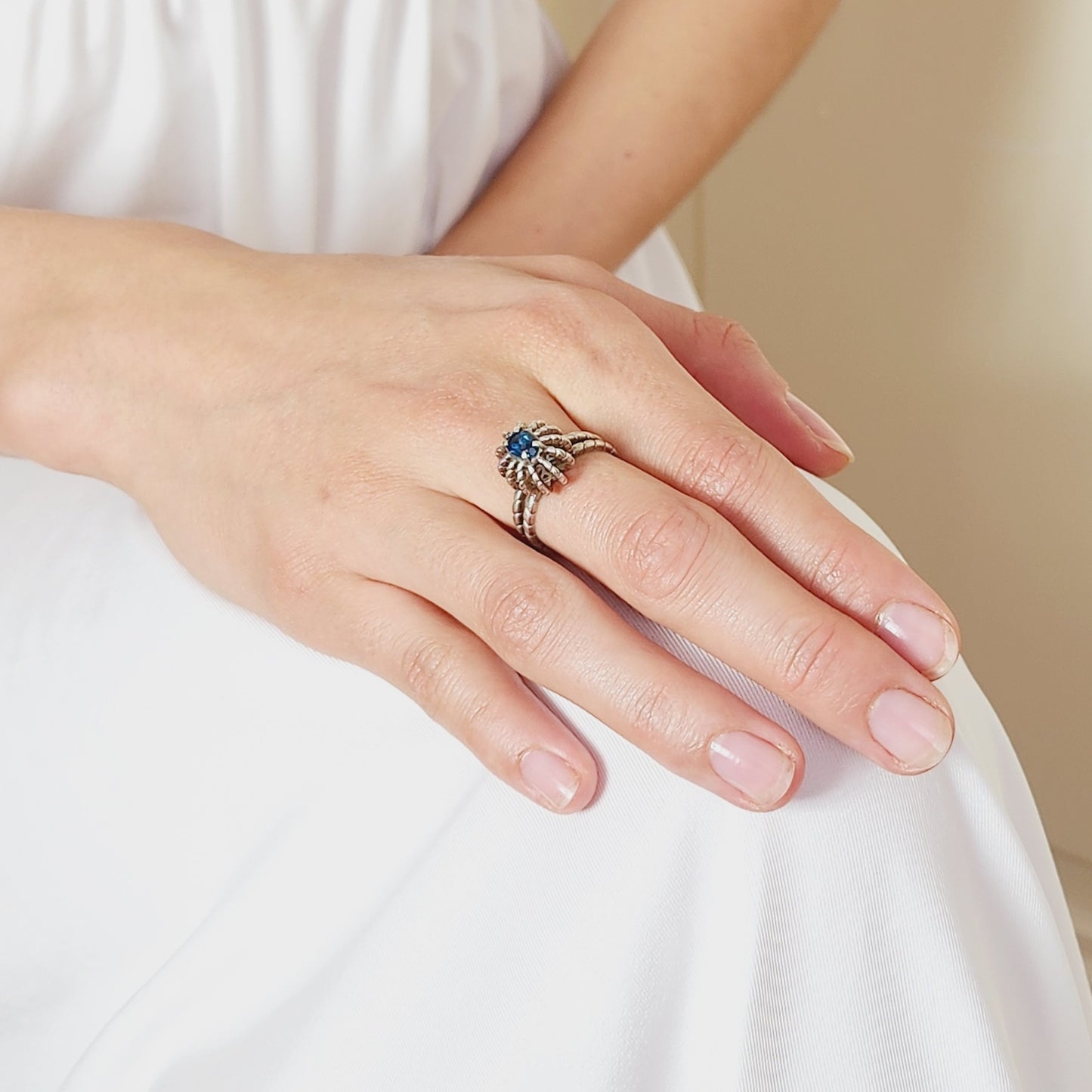 Blue Sapphire Baroque Ring