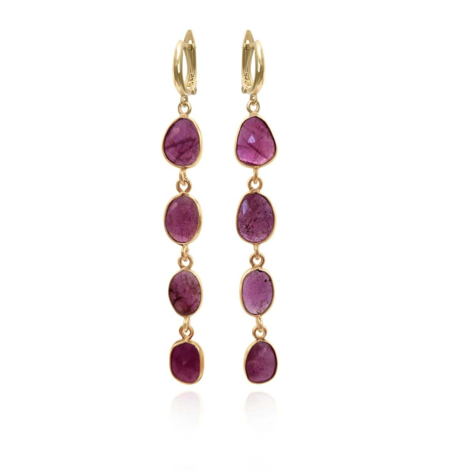 Long Pink Sapphire Earrings | Elegant and Sophisticated