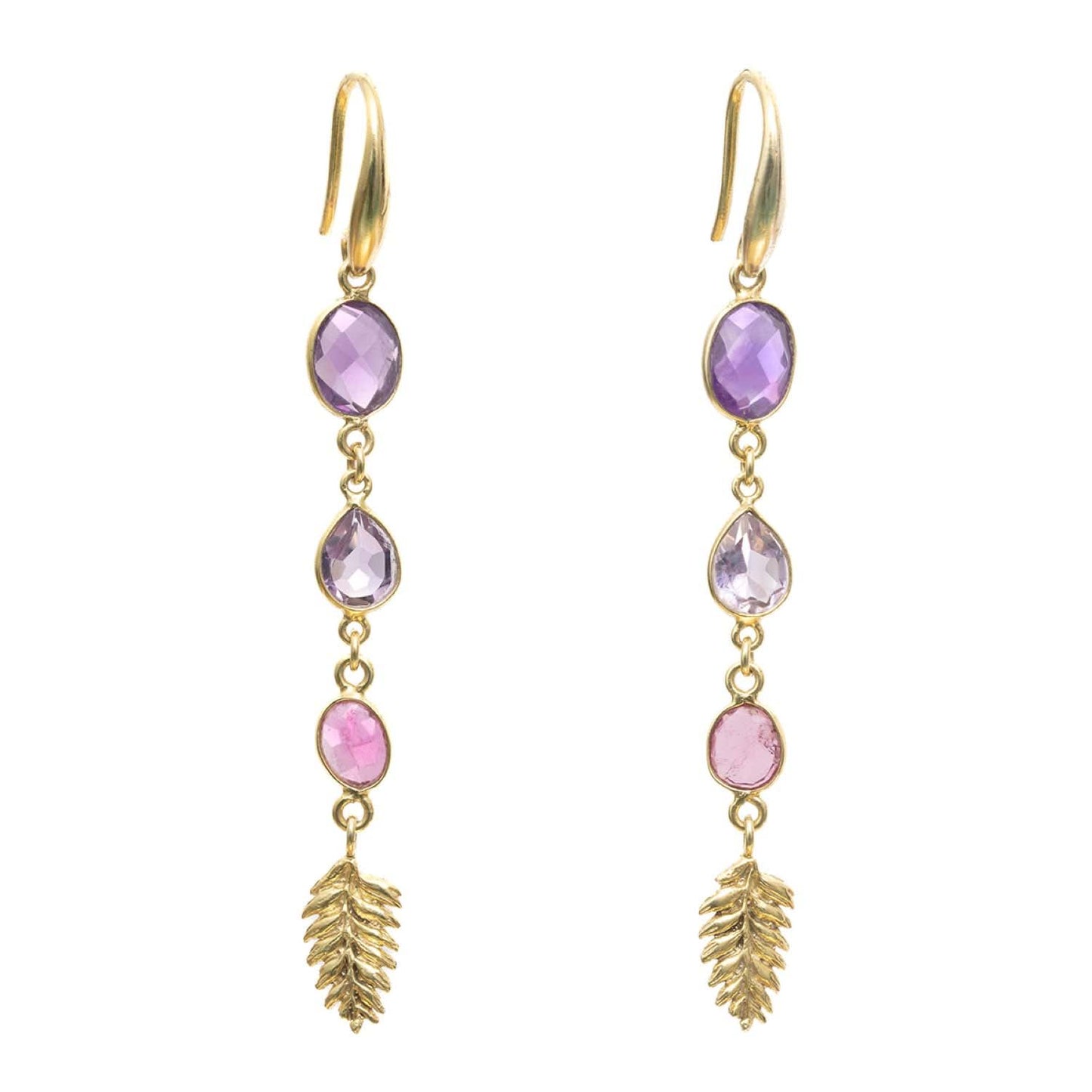 Long Tourmaline Amethyst Earrings | Elegant and Colorful Jewelry