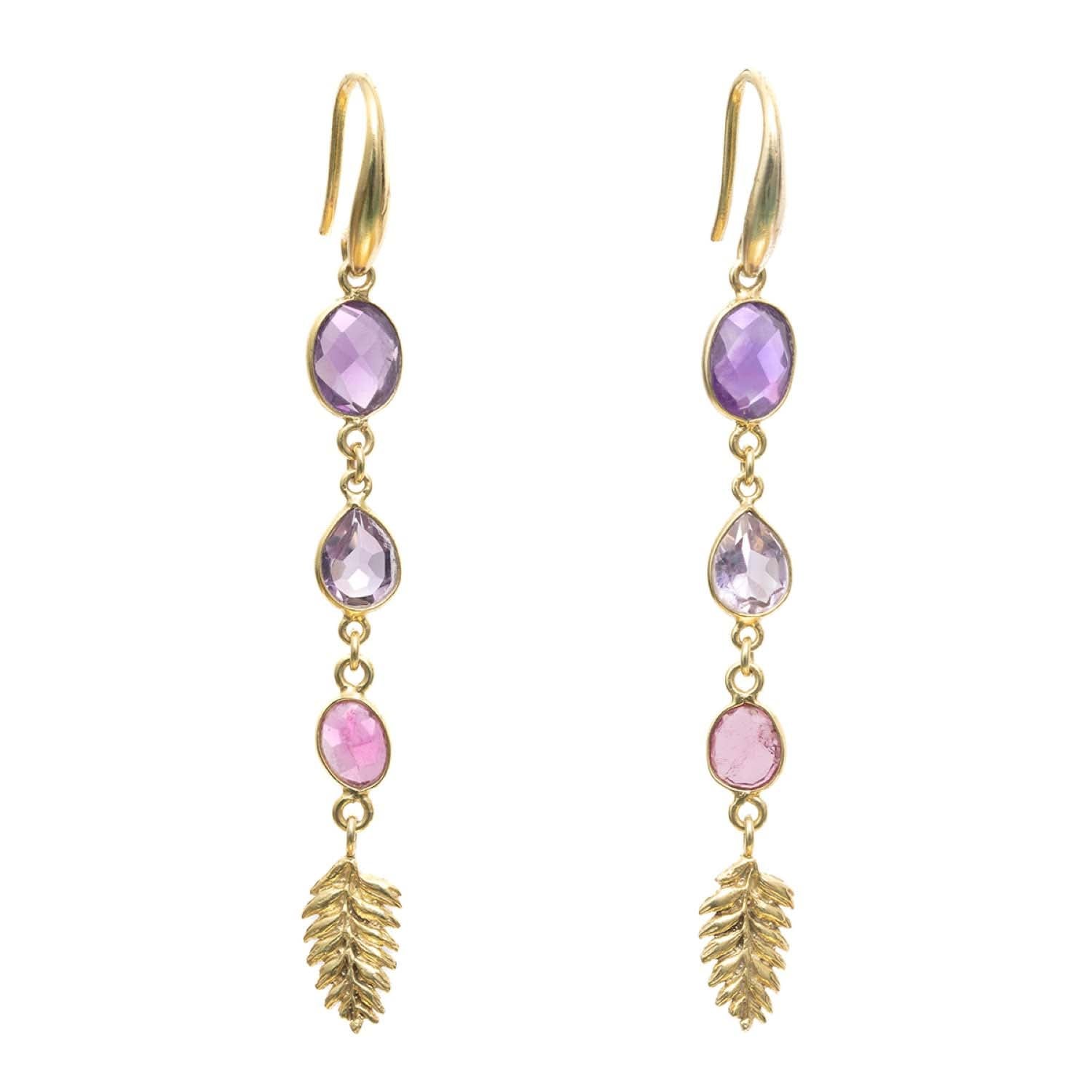 Long Tourmaline Amethyst Earrings | Elegant and Colorful Jewelry