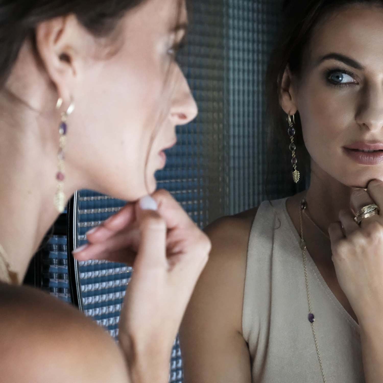 Long Tourmaline Amethyst Earrings | Elegant and Colorful Jewelry