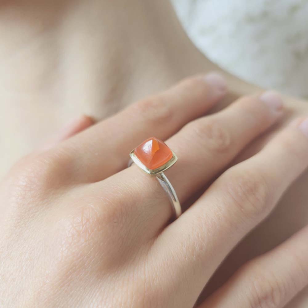 Orange Carnelian Statement Ring | Bold and Vibrant Jewelry