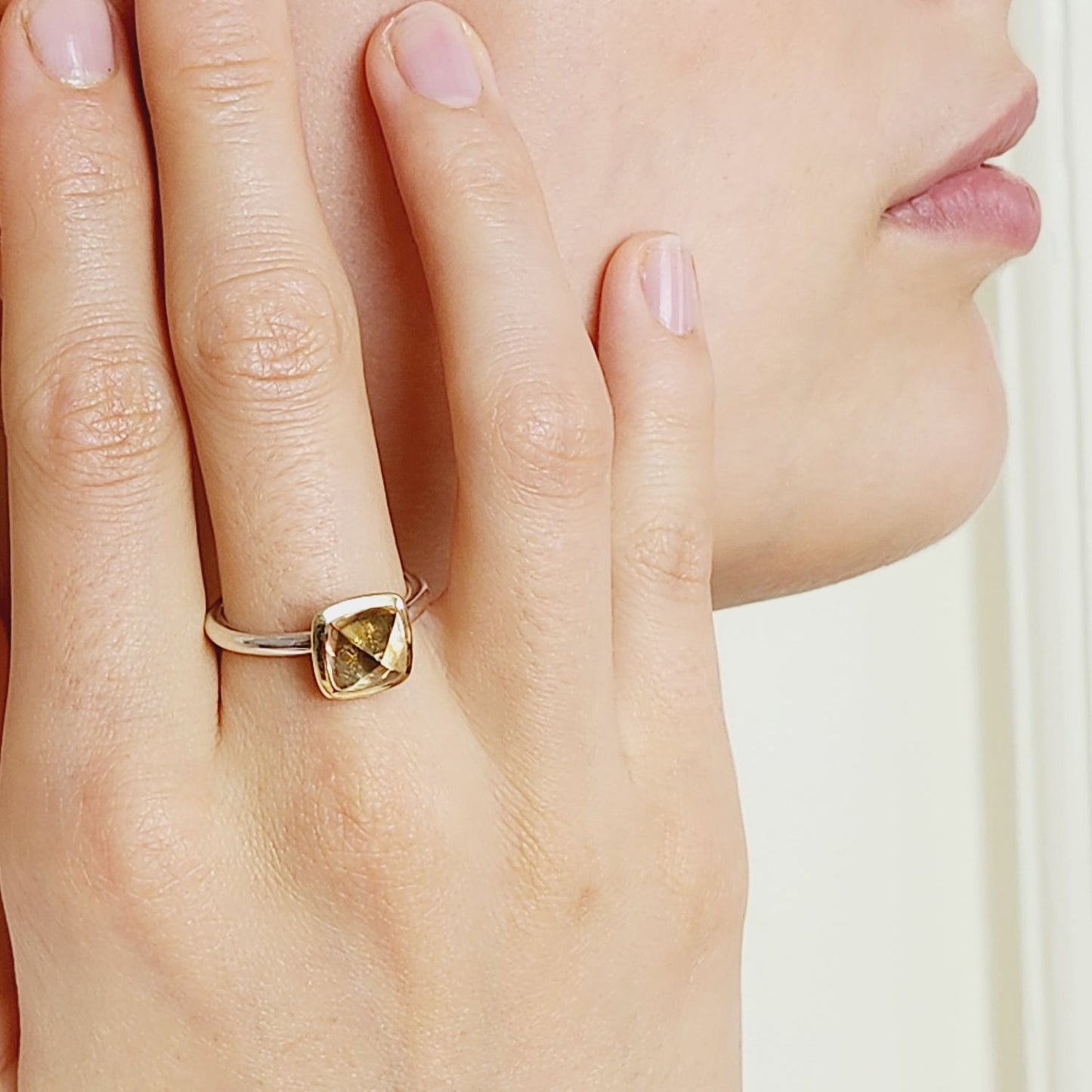 Citrine Gold Sugarloaf Stacking Ring | Elegant Luxury Jewelry