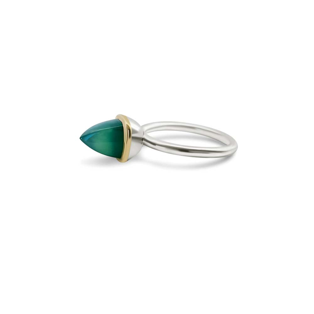 White Gold Green Chalcedony Statement Ring | Elegant and Bold