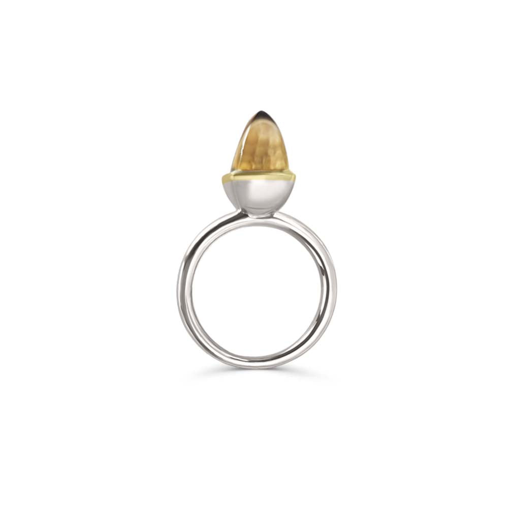 White Gold Honey Topaz Statement Ring | Luxurious and Elegant