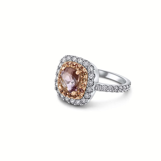 Padparadscha Sapphire Diamond Ring