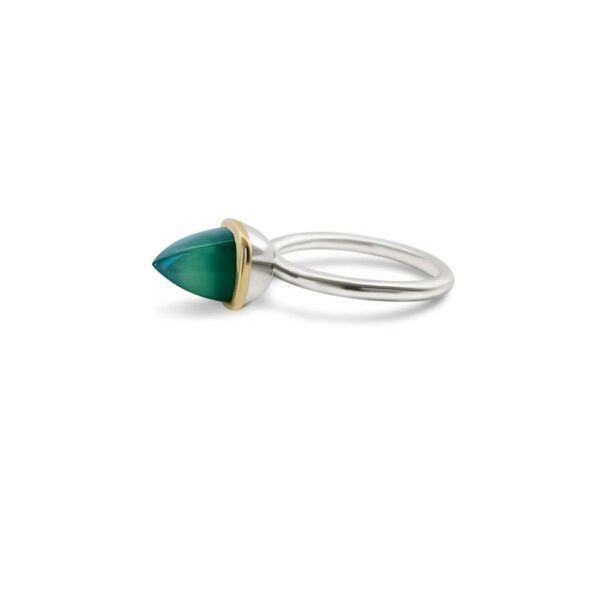 White Gold Green Chalcedony Statement Ring